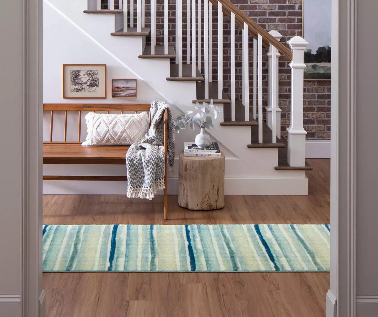 Abbygaylle Blue & White Watercolor Stripe Area Rug, (5' X 8') 5 Abbygaylle Blue & White Watercolor Stripe Area Rug, (5' X 8') - Image 5