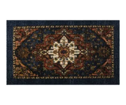 Tethys Navy & Brown Ornamental Accent Rug, (20" X 34")