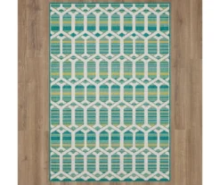 Cabana Teal & Green Geometric Outdoor Area Rug, (4' X 5.5') -Home Decor Store 810601054 A0 2