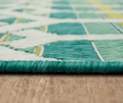 Cabana Teal & Green Geometric Outdoor Area Rug, (4' X 5.5') -Home Decor Store 810601054 A8 4
