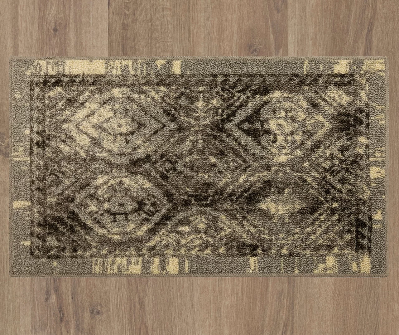 Tecate Gray Bordered Arabesque Accent Rug, (20" X 34") 4 Tecate Gray Bordered Arabesque Accent Rug, (20" X 34") - Image 4