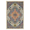 Tethys Blue & Peach Ornamental Area Rug, (5' X 8')