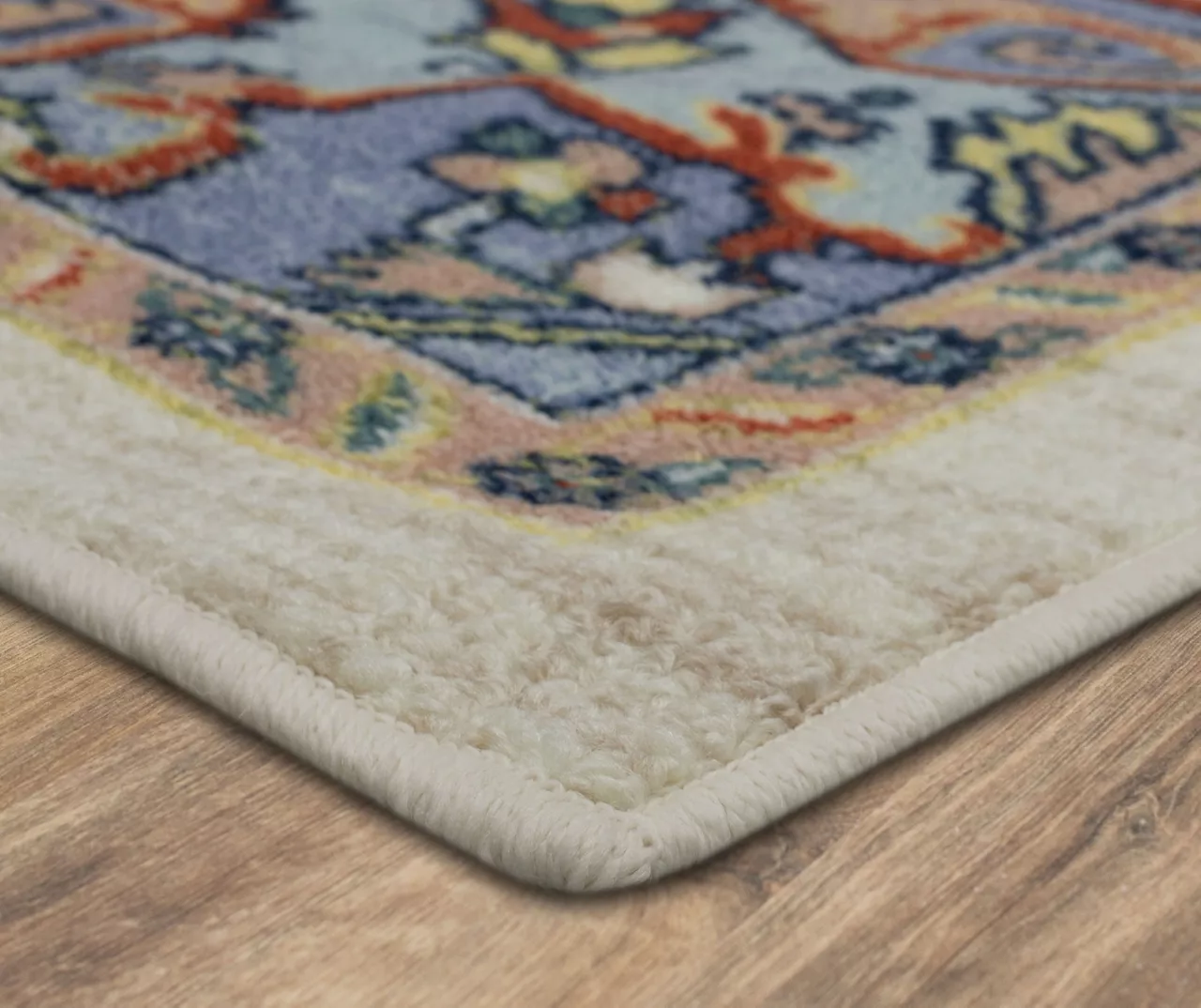 Tethys Blue & Peach Ornamental Area Rug, (5' X 8') 2 Tethys Blue & Peach Ornamental Area Rug, (5' X 8') - Image 2