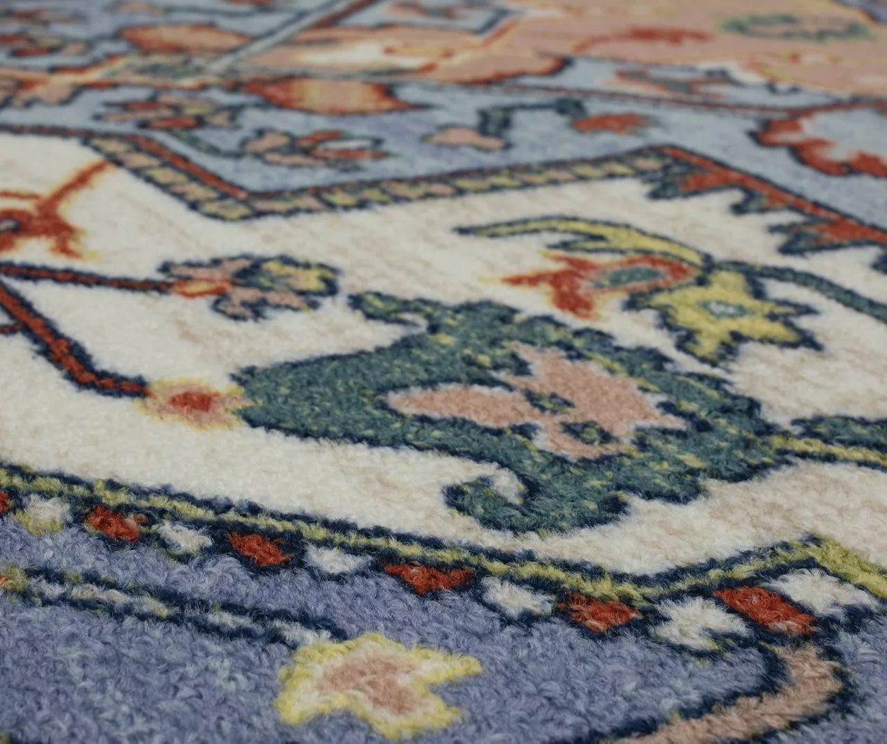 Tethys Blue & Peach Ornamental Area Rug, (5' X 8') 6 Tethys Blue & Peach Ornamental Area Rug, (5' X 8') - Image 6