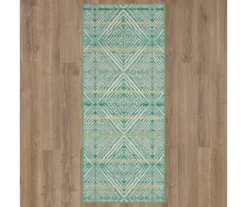 Poolside Diamond Teal & Green Outdoor Area Rug, (2.5' X 6') -Home Decor Store 810601175 A0 2