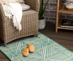 Poolside Diamond Teal & Green Outdoor Area Rug, (2.5' X 6') -Home Decor Store 810601175 A0 4