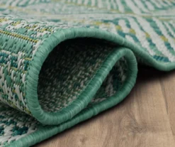 Poolside Diamond Teal & Green Outdoor Area Rug, (2.5' X 6') -Home Decor Store 810601175 A8 5