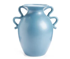 Wild Sedona Blue Squiggle-Handle Ceramic Vase, (11")