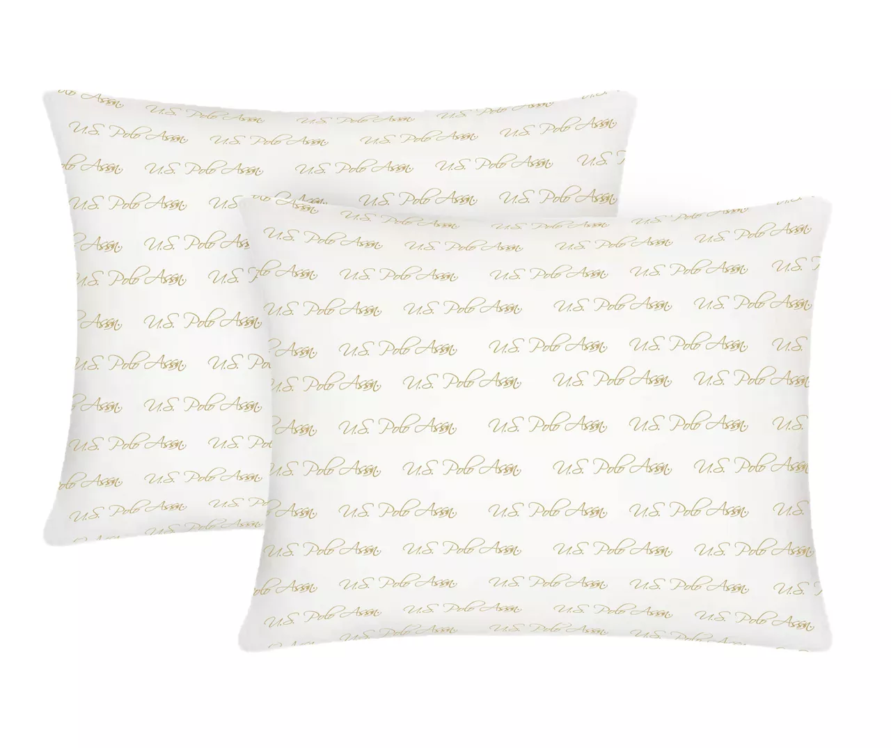 "U.S. Polo" Gold & White Script Pillows, 2-Pack 1 "U.S. Polo" Gold & White Script Pillows, 2-Pack