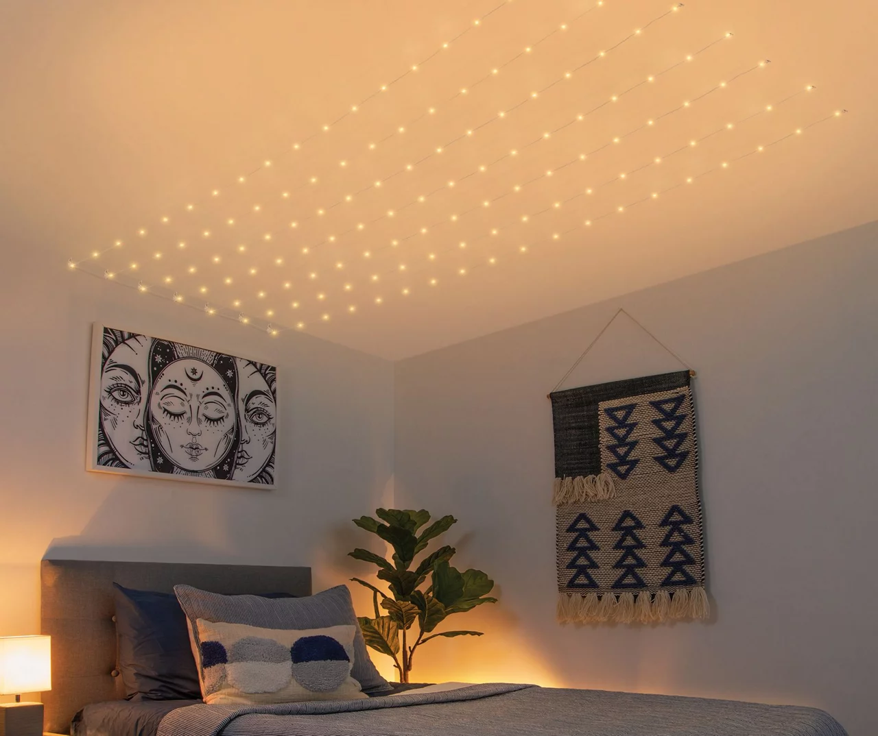 Cool White, Pink & Purple Ombre LED 7-Strand Ceiling Curtain Lights 2 Cool White, Pink & Purple Ombre LED 7-Strand Ceiling Curtain Lights - Image 2