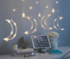 Warm White Large Moon & Stars 7-Strand LED Curtain Lights -Home Decor Store 810603461 B0 2