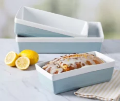 Martha Stewart Dusty Blue 3-Piece Stoneware Baker Set -Home Decor Store 810603502 3