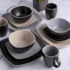 Taupe & Black Matte Two-Tone 16-Piece Dinnerware Set