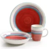 Red Multicolor Durastone 12-Piece Dinnerware Set