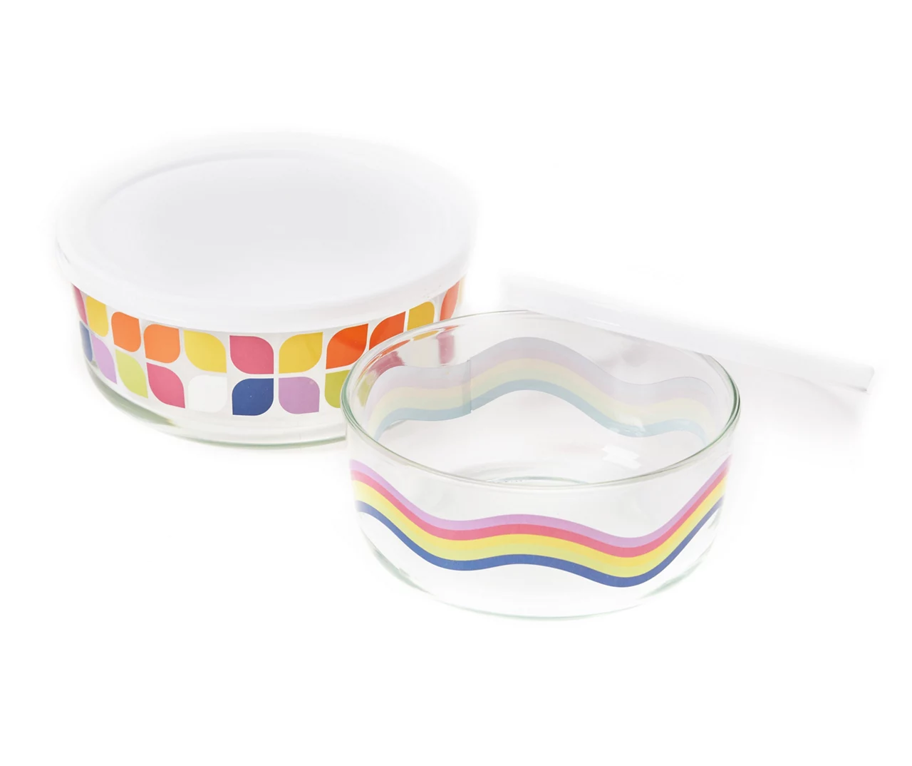 Rainbow Decal Glass Storage Bowls, 2-Pack 2 Rainbow Decal Glass Storage Bowls, 2-Pack - Image 2