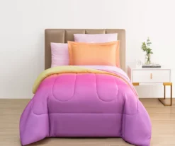 Euphoric Expression Pink Ombre Reversible Twin 6-Piece Bed-in-a-Bag Set