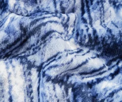 Blue & White Herringbone Queen/King Plush Velvet Blanket -Home Decor Store 810609053 810609054 A8 2