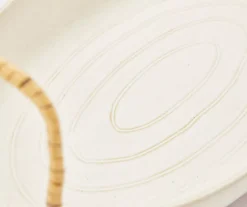 13.5" Artisan Ceramic Decorative Tray With Braided Handles -Home Decor Store 810609480 A4 1