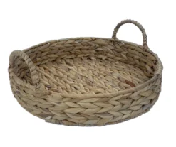 Brown Woven Round Water Hyacinth Decorative Tray, (12") -Home Decor Store 810612686 A3 3