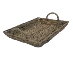 Brown Water Hyacinth Woven Decorative Tray, (14") -Home Decor Store 810612688 A3 3