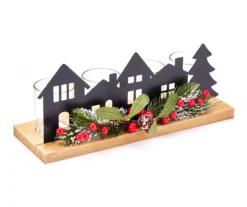 Santa's Workshop Black Metal House 4-Tier LED Votive Candle Holder -Home Decor Store 810613452 A0 1