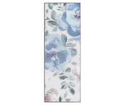My Magic Carpet Sasha Blue & Cream Floral Washable Runner Rug, (2.5' X 7')