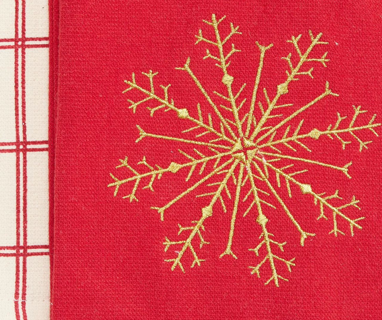 Festive Gathering Red & Gold Snowflake 2-Piece Kitchen Towel Set 2 Festive Gathering Red & Gold Snowflake 2-Piece Kitchen Towel Set - Image 2