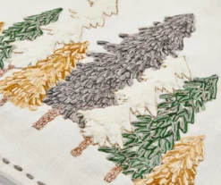 Festive Gathering White & Green Embroidered Trees Table Runner 5 Festive Gathering White & Green Embroidered Trees Table Runner -Home Decor Store 810615955 A8 2