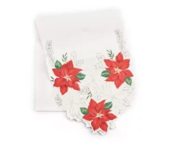 Santa's Workshop White & Red Cutout Poinsettias Table Runner