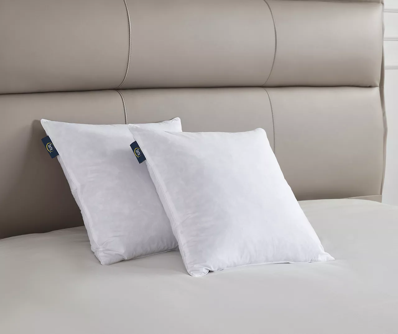 White Medium-Firm Cotton-Feather Square Pillow, 2-Pack 3 White Medium-Firm Cotton-Feather Square Pillow, 2-Pack - Image 3