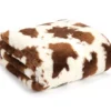 Brown & White Cow Print Faux Fur Throw, (50" X 60")