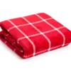 Red & White Windowpane Plaid Velvet Throw, (50" X 60")