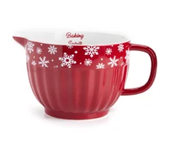 Red & White Holiday Ceramic Batter Bowl
