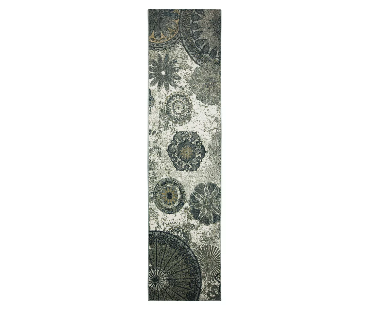 Caravan Gray Medallion Runner Rug, (2' X 8') 1 Caravan Gray Medallion Runner Rug, (2' X 8')