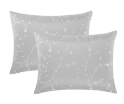 Casa Gray & White Embroidered Floral King 3-Piece Comforter Set -Home Decor Store 810621423 810621424 A8 2