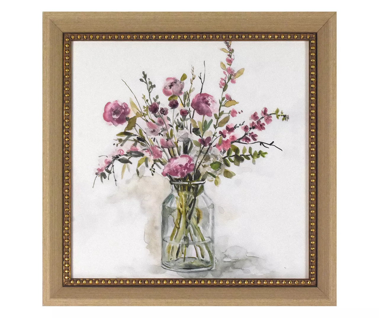 Lavender Bouquet Framed Art Canvas, (16" X 16") 1 Lavender Bouquet Framed Art Canvas, (16" X 16")