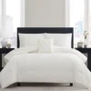 White Embroidered-Accent Stitch-Tufted Comforter Set