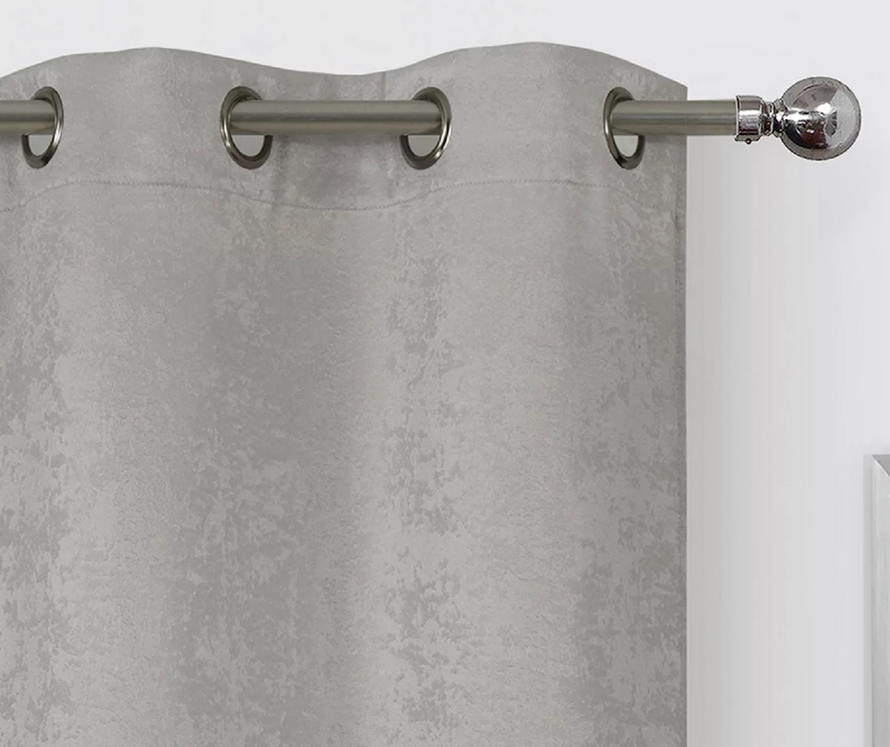 Silver Velvet Abstract Blackout Grommet Curtain Panel Pair, (63") 2 Silver Velvet Abstract Blackout Grommet Curtain Panel Pair, (63") - Image 2