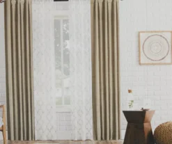 Waylon Taupe Lattice Sheer 4-Piece Curtain Panel Set