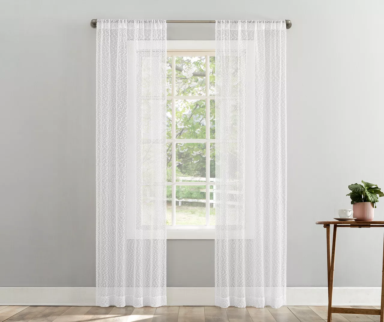 Tinsley White Boucle Light-Filtering Rod Pocket Curtain Panel, (63") 1 Tinsley White Boucle Light-Filtering Rod Pocket Curtain Panel, (63")