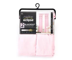 Naptime Pink Ruffle Blackout Rod Pocket Curtain Panel Pair, (84")