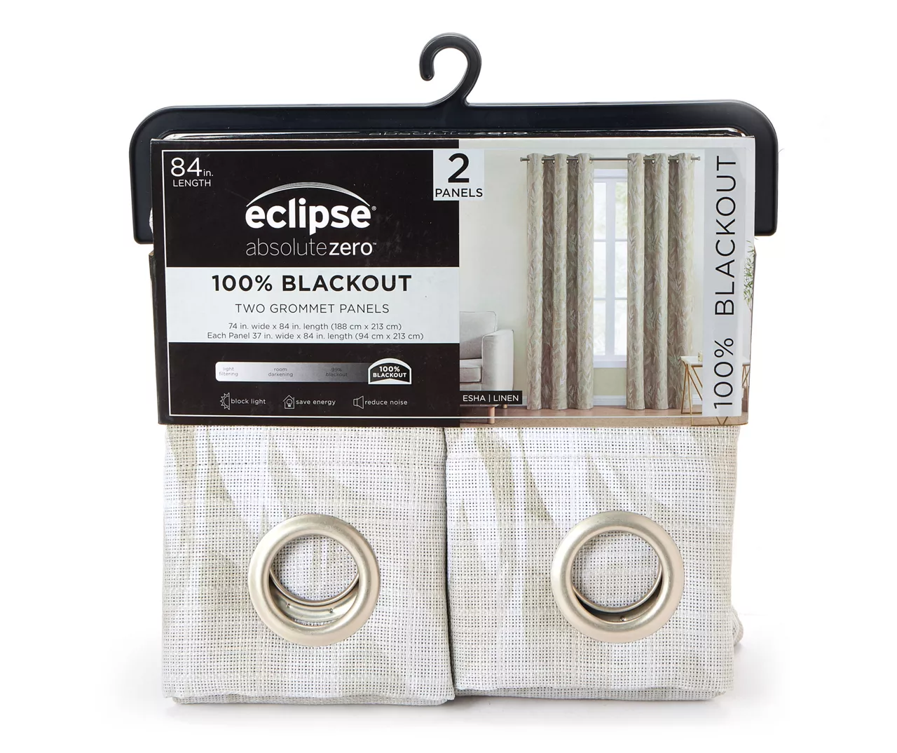 Esha Beige Botanical Blackout Grommet Curtain Panel Pair, (84") 1 Esha Beige Botanical Blackout Grommet Curtain Panel Pair, (84")