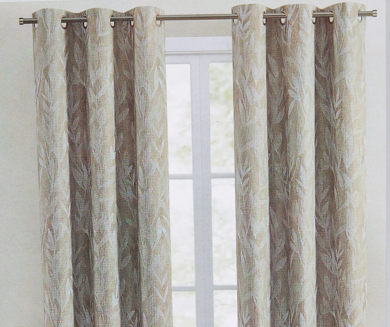 Esha Beige Botanical Blackout Grommet Curtain Panel Pair, (84") 2 Esha Beige Botanical Blackout Grommet Curtain Panel Pair, (84") - Image 2