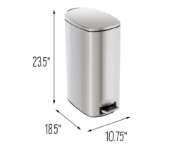 Stainless Steel 10.5-Gal. Pedal Soft-Close Slim Trash Can -Home Decor Store 810669702 A0 8