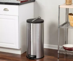 Stainless Steel & Black 8-Gal. Round Pedal Trash Can -Home Decor Store 810669705 A0 6