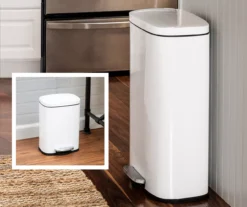 White Stainless Steel Rectangular 2-Piece Pedal Trash Can Set -Home Decor Store 810669706 A0 4