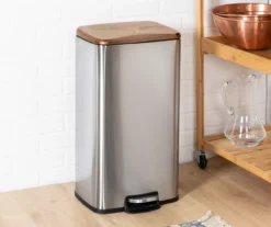 Silver & Rose Gold Stainless Steel 2-Piece Pedal Soft-Close Trash Can Set -Home Decor Store 810669709 A0 8