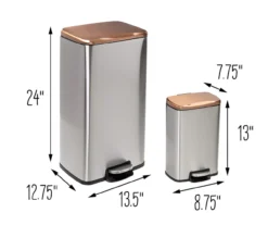Silver & Rose Gold Stainless Steel 2-Piece Pedal Soft-Close Trash Can Set -Home Decor Store 810669709 A0 9