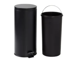 Matte Black Stainless Steel 8-Gal. Round Pedal Trash Can -Home Decor Store 810669725 A0 5