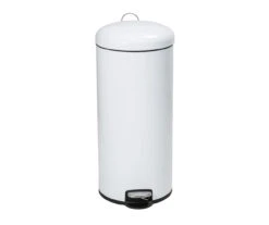 White Stainless Steel 8-Gal. Round Pedal Soft-Close Trash Can -Home Decor Store 810669726 A0 5